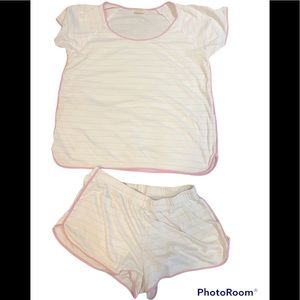 Lake Pajama Pima Short Set, Pink Stripes, Sz L, EUC